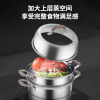 赫巴兹家用蒸锅加厚蒸笼蒸煮304不锈钢炖锅汤锅电磁炉燃气灶通用
