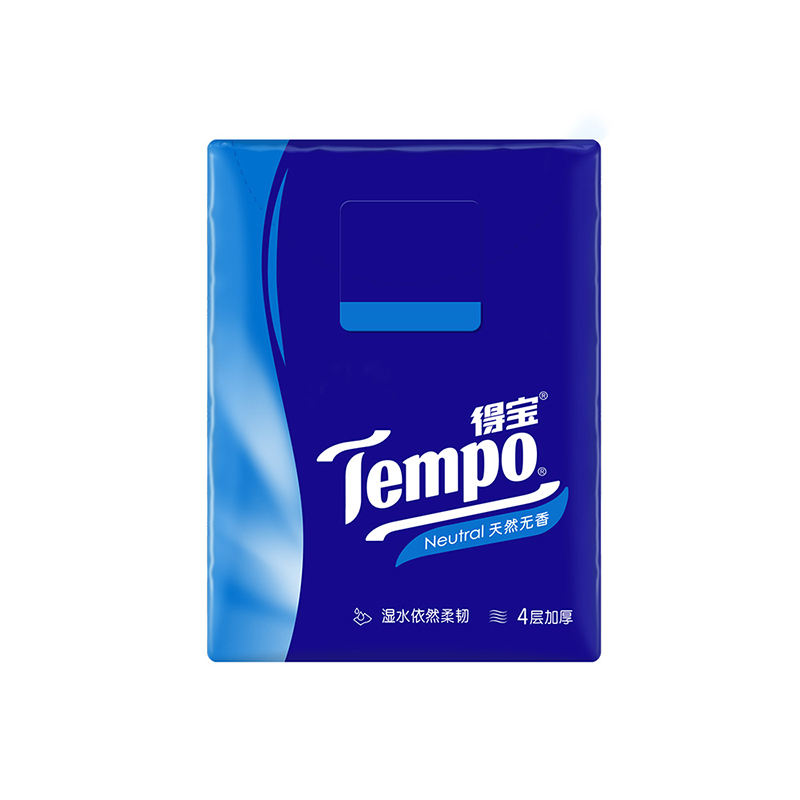 得宝(Tempo)无香手帕纸 4层7张36包 纸巾纸品四层加厚便携小包餐巾纸
