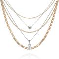 盖尔斯(GUESS)女士两tone拼色玻璃石项链可调节锁扣时尚百搭配饰 initial