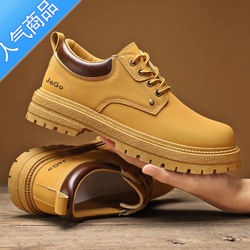 SUNTEK劳保工装鞋男冬季复古低帮马丁鞋男款踢不烂大黄靴防滑耐磨工作鞋高清大图
