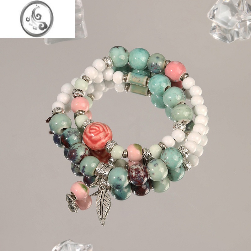 JiMi旧青画!国风文玩陶瓷珠手串女新中式高级感复古原创小众精致手链高清大图