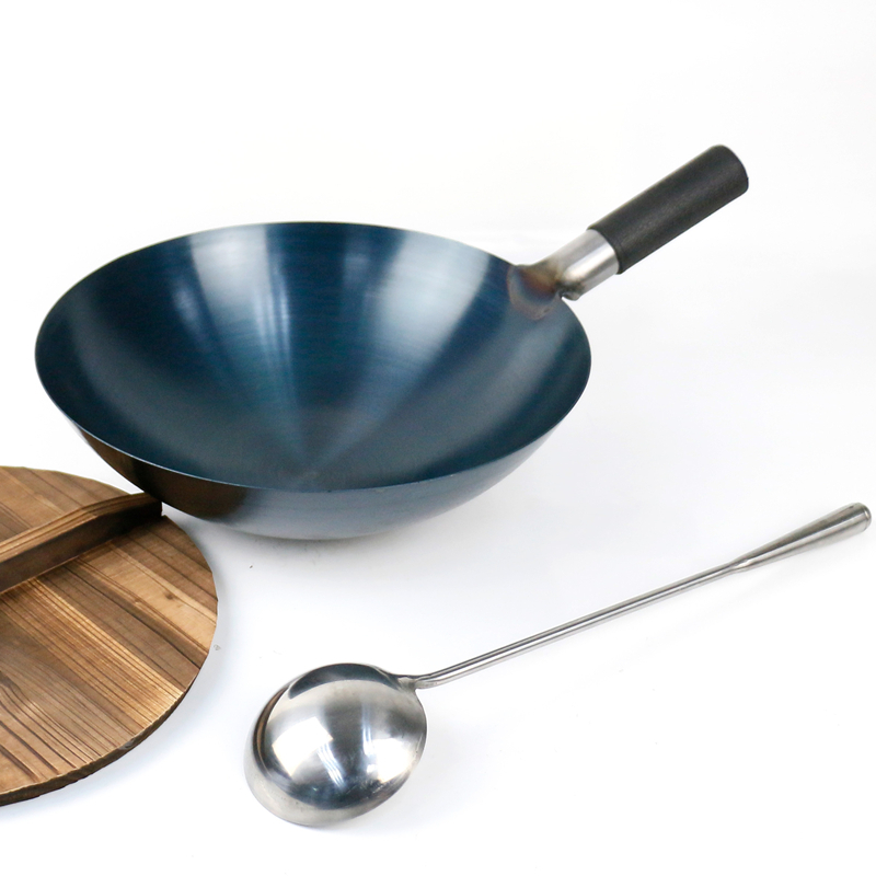 老式纯炒菜锅家用炒勺大勺厨师炒锅煤气灶专用薄轻商用饭店|30中厚木
