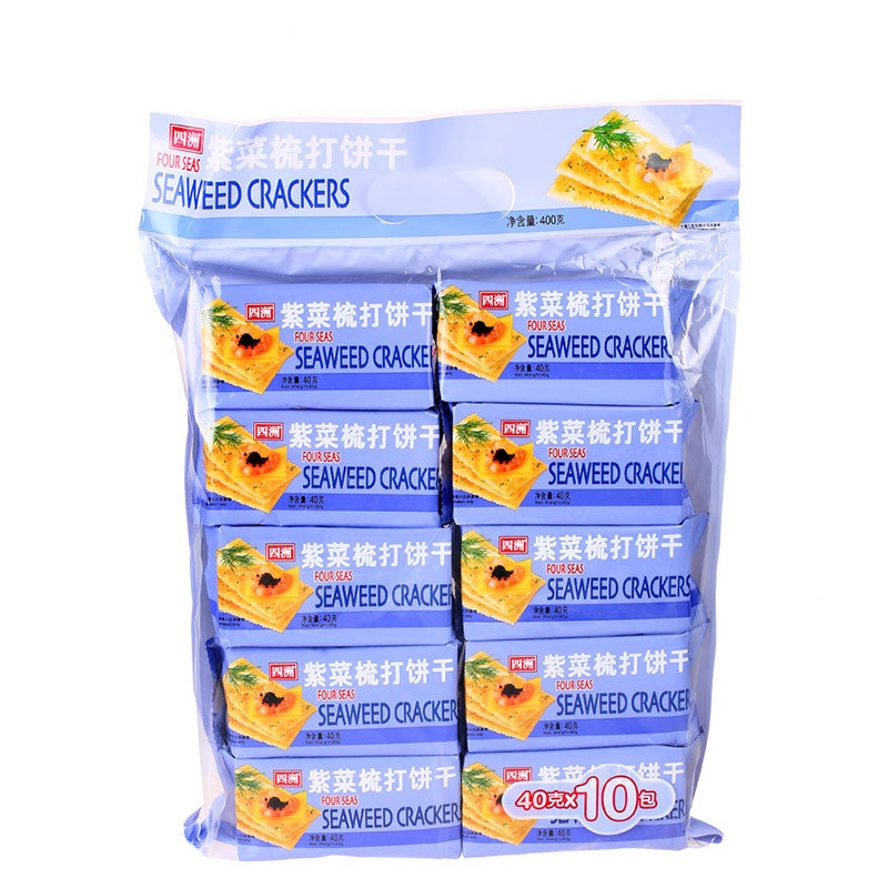 [四洲]紫菜梳打饼干400g 办公室休闲零食饼干 袋装