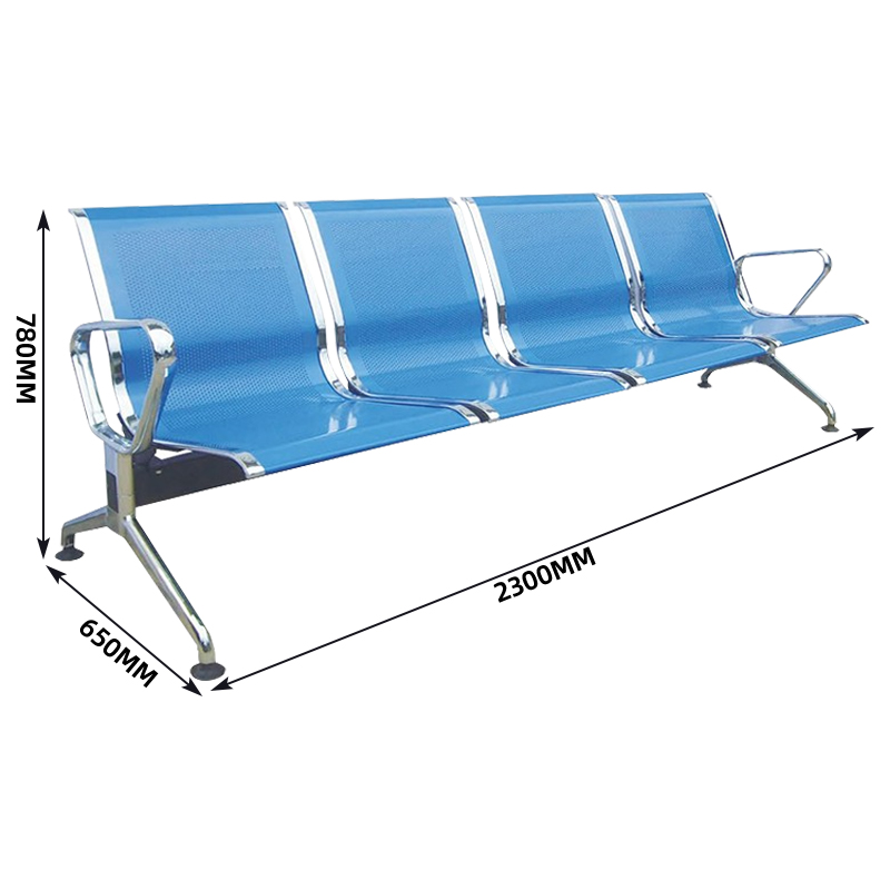 臻远ZY-JCY-14 连排椅机场椅公共座椅等候椅 浅蓝机场椅排椅四人位高清大图