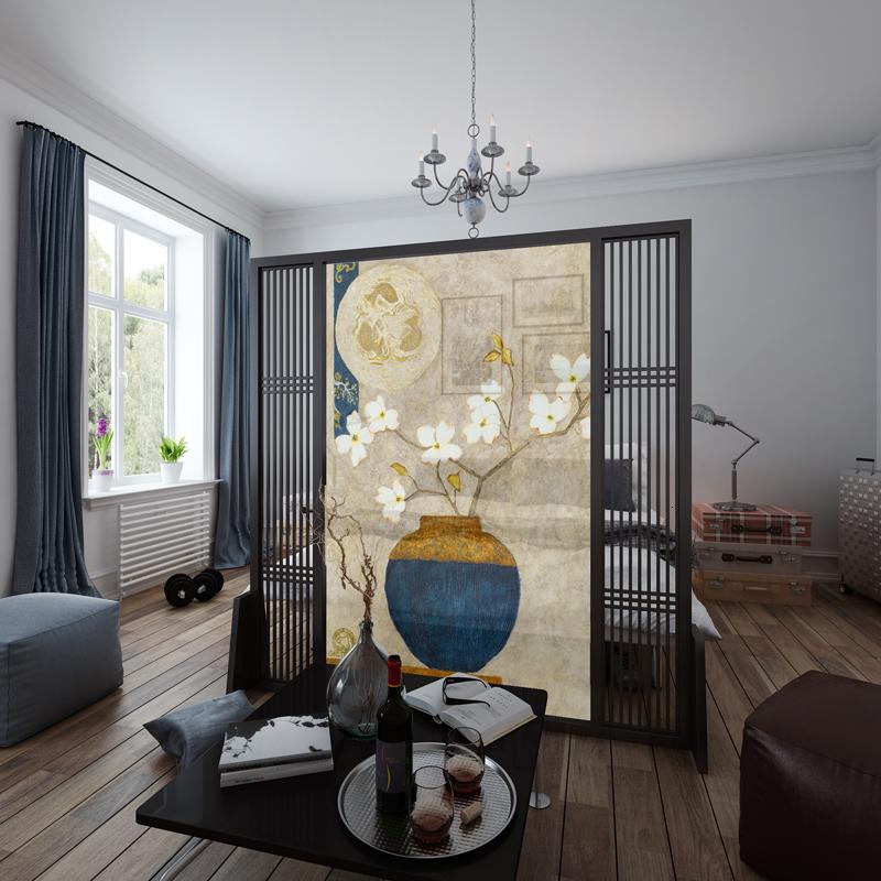 欧式复古美式实木屏风隔断闪电客客厅时尚玄关办公酒店遮挡风水座屏