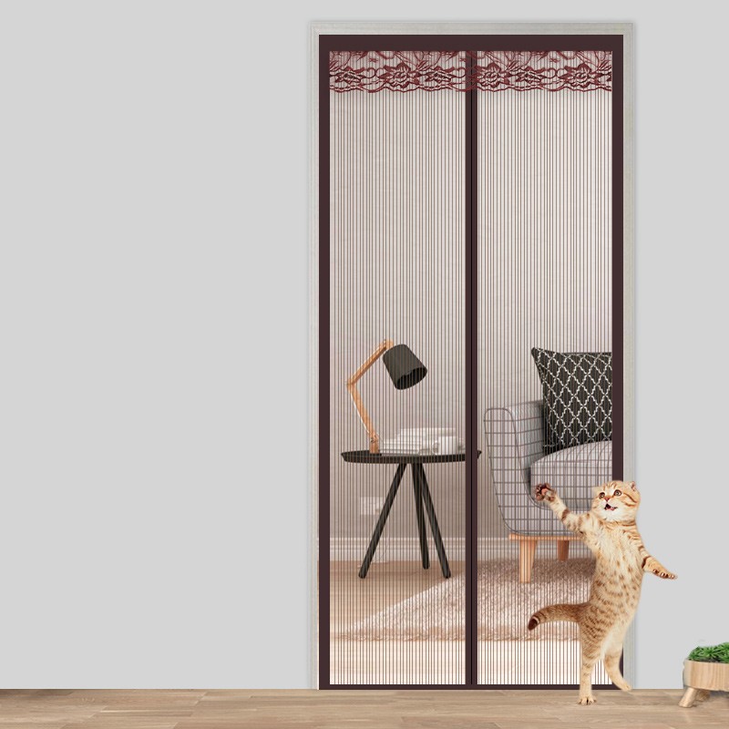 防蚊门帘定制咖色条纹170*220cm高清大图