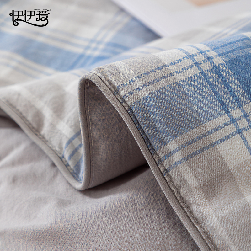 伊伊爱 全棉格纹夏凉被（单位：条）高清大图