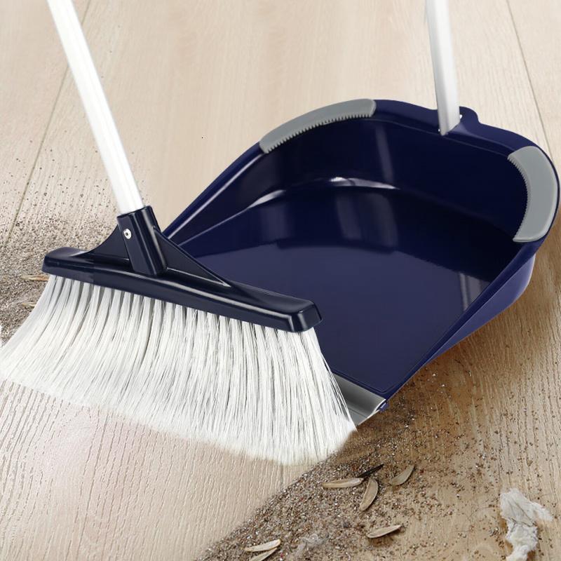 伊司达扫把簸箕套装 家用扫地扫帚2件套金属铁畚斗组合防风梳齿簸箕高清大图