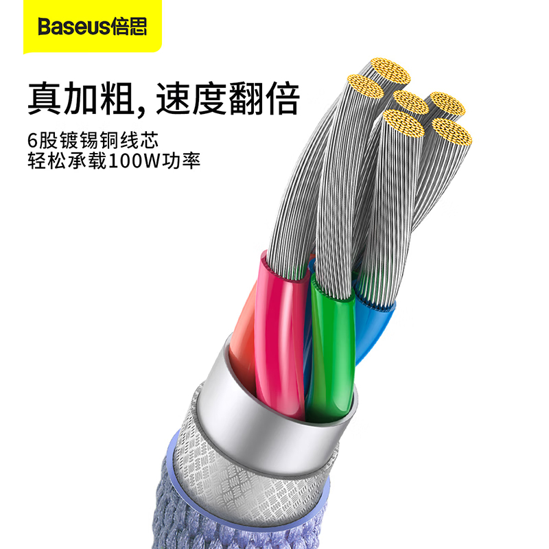 倍思 Type-C数据线适用100W/66W华为充电线6A/5A快充线Mate50pro/P50/40荣耀70小米27W高清大图
