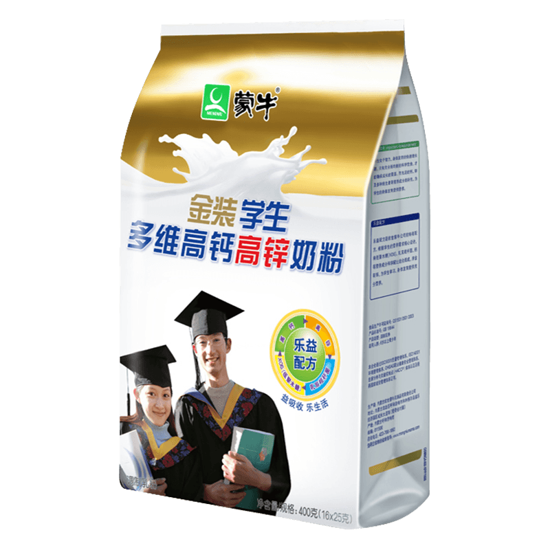 蒙牛金装学生多维高钙高锌奶粉儿童青少年营养早餐奶粉400g袋装