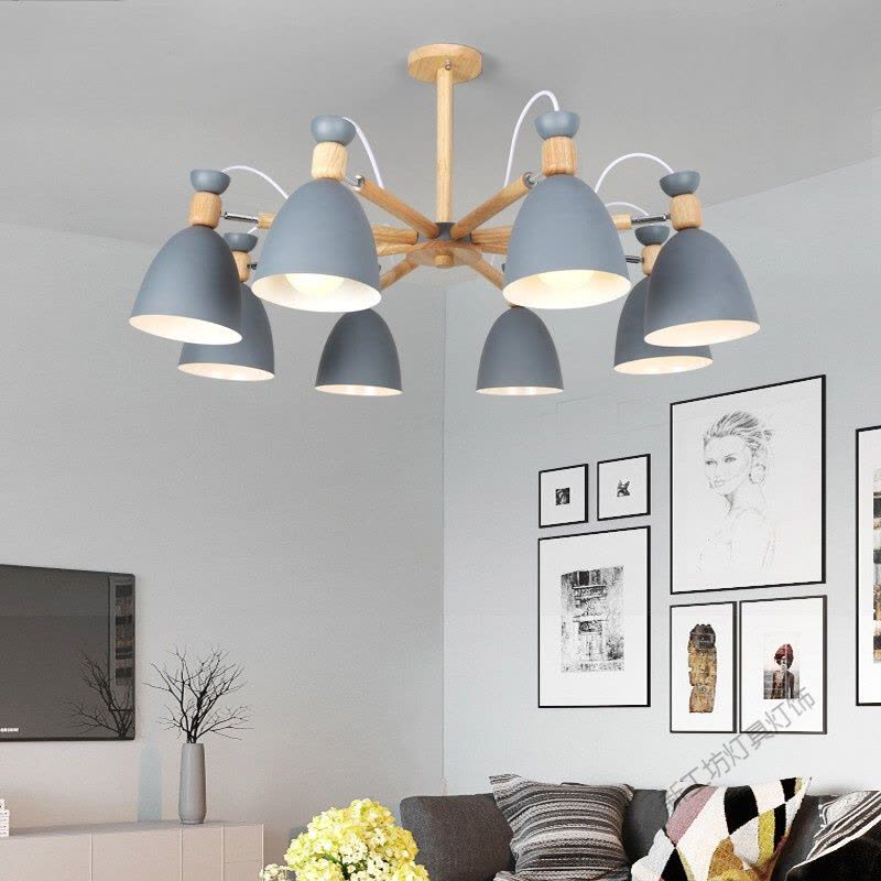 苏宁放心购 北欧创意客厅灯个性餐厅灯铁艺马卡龙彩色卧室吊灯图片