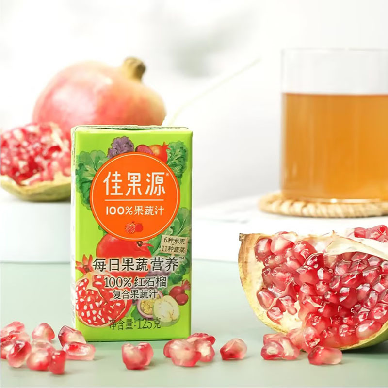 佳果源红石榴复合果蔬汁0添加纯果汁饮料红石榴果蔬汁125g*36