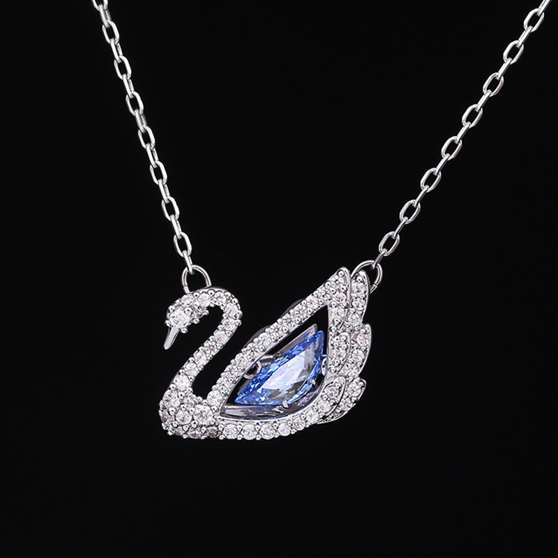 施华洛世奇(SWAROVSKI)125周年纪念款蓝天鹅跳动的心水晶项链 5533397