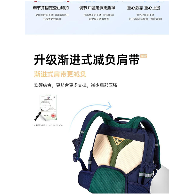 卡拉羊(Carany) 御风系列防下坠云朵书包CX2792新传奇蓝20L高清大图