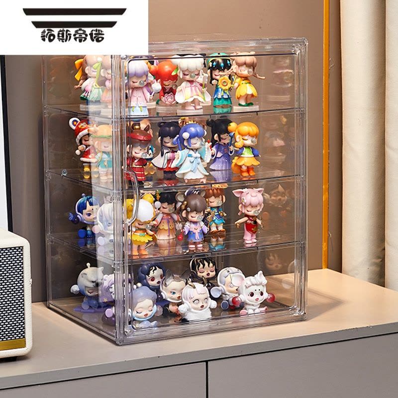 拓斯帝诺盲盒收纳展示架变色龙泡泡玛特大容量多层展示盒摆件亚克力展示柜图片