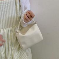 奶白色无链条 豆腐包包女2021夏季ins 简约软皮手拎包大容量日常百搭手挎小包女