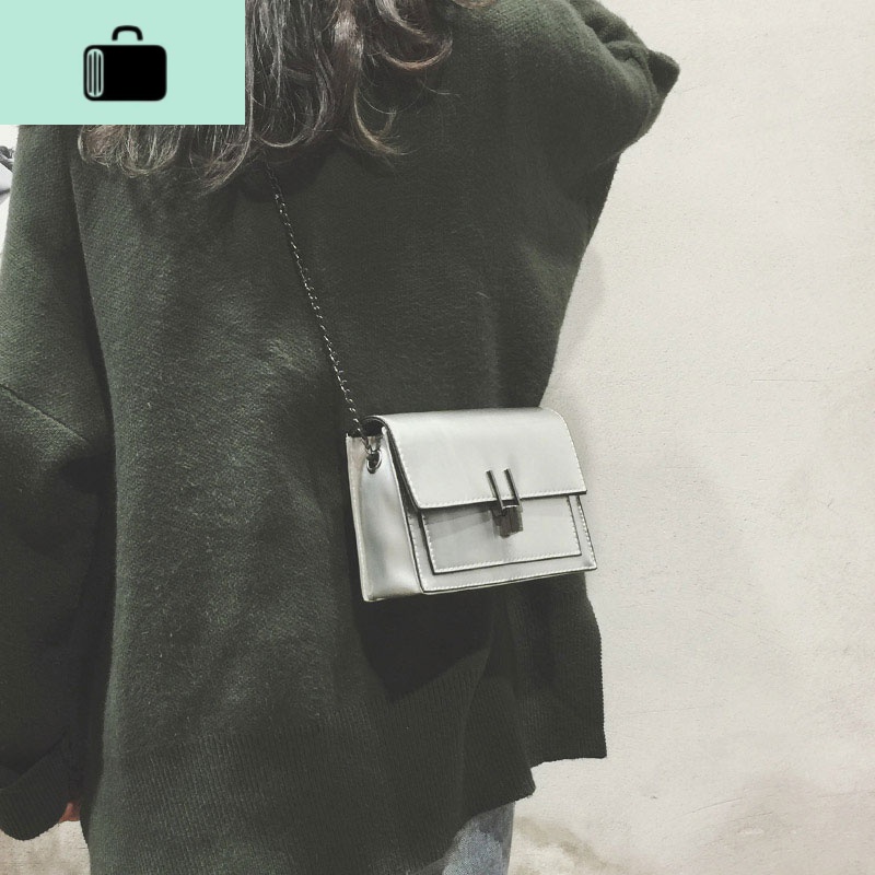 2019新款女包ins同款漆皮女包包斜挎包单肩包女学生链条包女韩版NEWLAKE 漆皮Y字银色