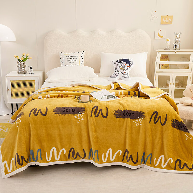 约克罗兰 舒适加厚绒毛毯 四季通用午睡毯YKT4306 曲线 180*200cm