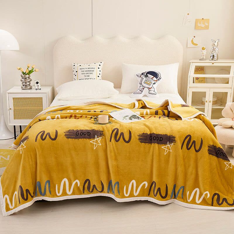 约克罗兰 舒适加厚绒毛毯 四季通用午睡毯YKT4306 曲线 180*200cm图片