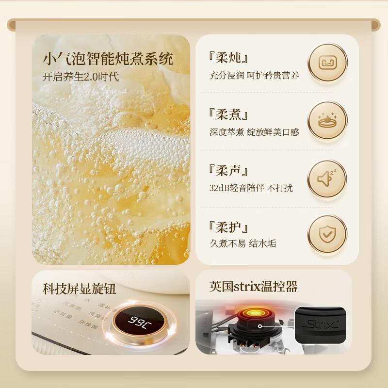 小熊(Bear)养生壶1.5升家用恒温水壶煮茶器煮茶壶 降噪轻音 带玻璃炖盅 YSH-F15E1 玻璃花茶壶高清大图