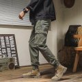 男士工装裤夏季纯色宽松休闲裤束脚裤子机能百搭春秋长裤 2XL 绿色