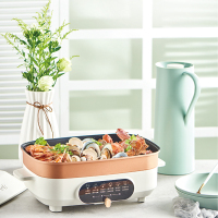 苏泊尔(SUPOR)网红锅JD3424D08 锅料理锅 电烧烤锅电火锅家用电烤锅 煎烤机方形烤盘 85MM加深 多功能