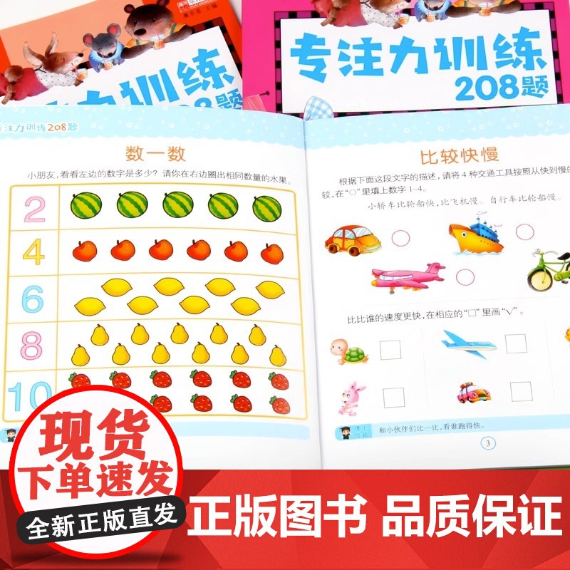 幼儿专注力训练208题全6册 寻找隐藏的图画捉迷藏找不同迷宫大冒险逻辑思维训练儿童游戏书幼儿书籍3-6岁全脑智力开发益智高清大图