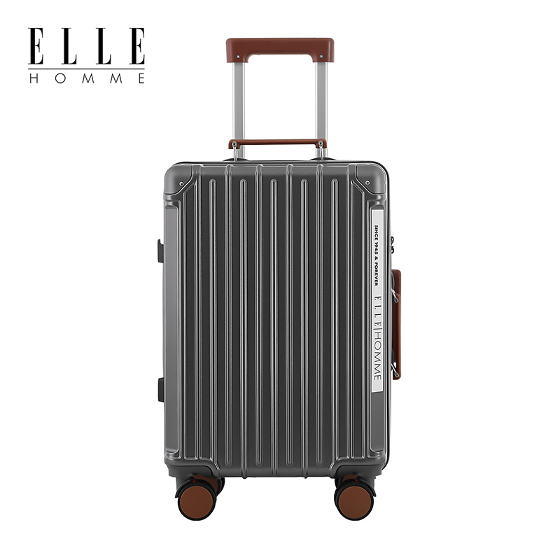 ELLE HOMME EH2530241 减震刹车轮防撞包角行李箱 24寸灰棕色