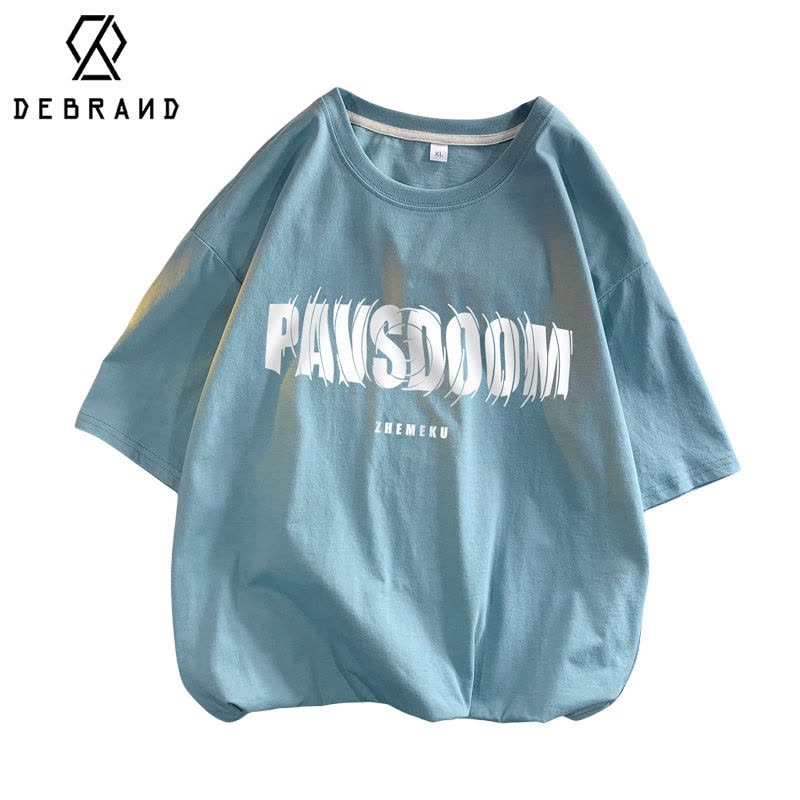 DEBRAND克莱因蓝重磅t恤短袖男oversize精梳棉半袖夏季ins潮流体恤图片