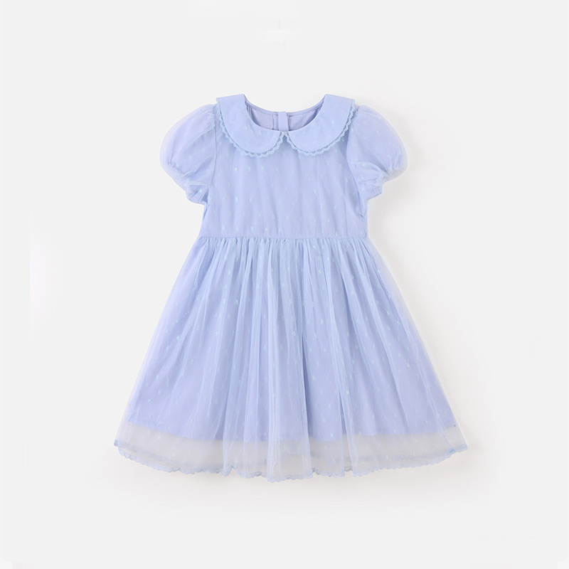 铅笔俱乐部童装2024夏装新款女童裙子儿童公主裙中大童表演服裙子 110cm(110cm) 天蓝