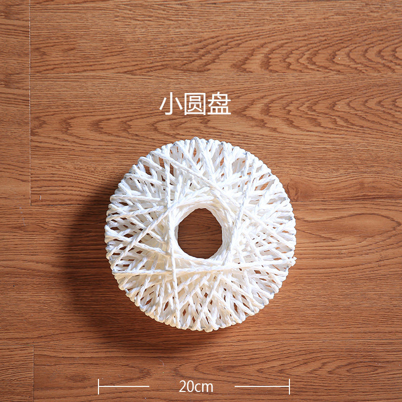 新中式墙面壁挂立体壁饰创意客厅玄关背景墙饰圆盘花艺装饰品挂件 三维工匠 小圆盘白色高清大图