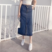 中长款高腰仔身裙季2018裙一步仔裙开长裙