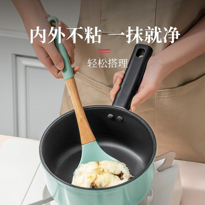 张小泉 不粘平底锅青绿系列奶锅18cm C33050100高清大图