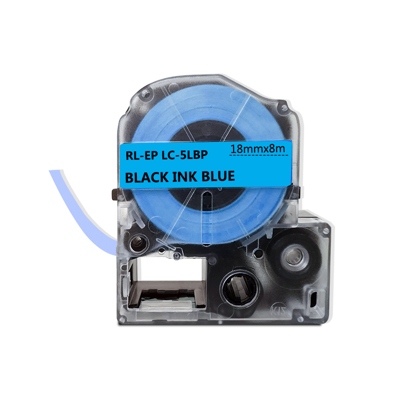 e代经典 18mm蓝底黑字标签色带 适用爱普生EPSON LW400;LW700;LW600P; LK-5LBP