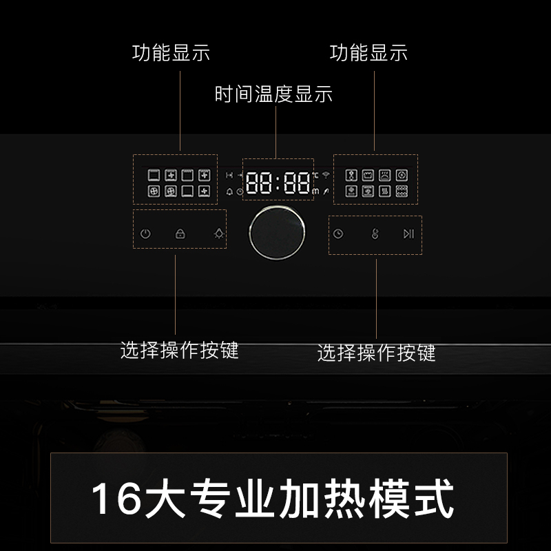 兴邦(XING BANG)嵌入式烤箱家用烧烤空气炸二合一体机76L升16功能大容量烤箱BIL616Ti3-B5