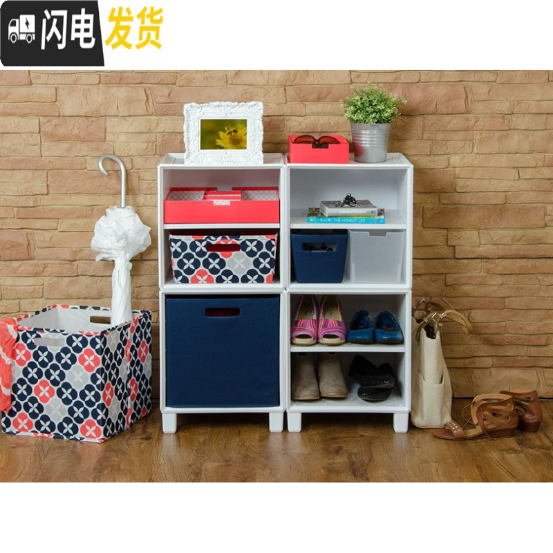 三维工匠牛津布艺无盖桌面收纳箱衣服玩具储物盒家用格子书柜整理筐子高清大图