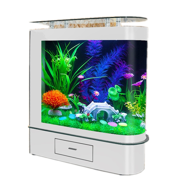 子弹头鱼缸弧型玻璃鱼缸水族箱隔断可定制底滤鱼缸生态免换水