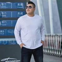 2020春秋长袖T恤男加肥加大码胖子肥佬宽松休闲长袖体恤衫男300斤 白色[S 长袖] M码(建议80-100斤)