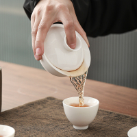苏氏陶瓷(SUSHI CERAMICS)三才盖碗德化白瓷功夫茶具泡茶碗羊脂玉薄胎送两功夫茶杯礼盒装