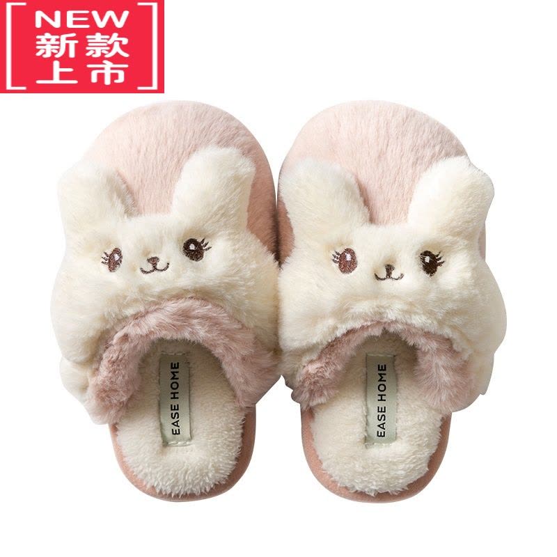 可莉允儿童棉拖鞋女童秋冬季室内家居防滑男童毛毛兔子亲子小孩宝宝棉鞋图片