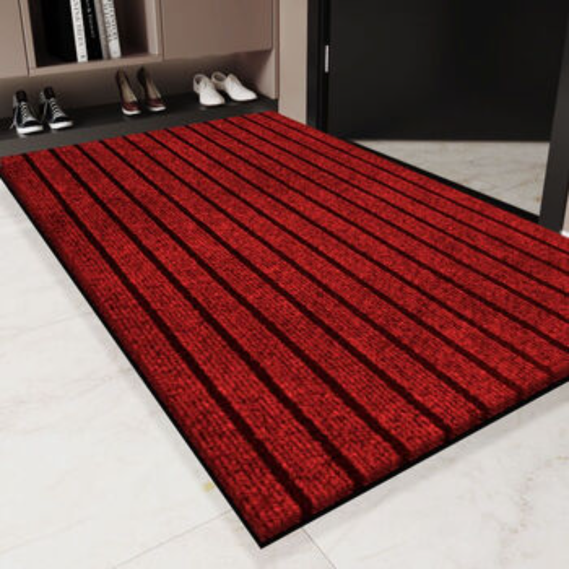 杜晶 防滑吸水条纹地毯地垫 红色120*200cm 片高清大图