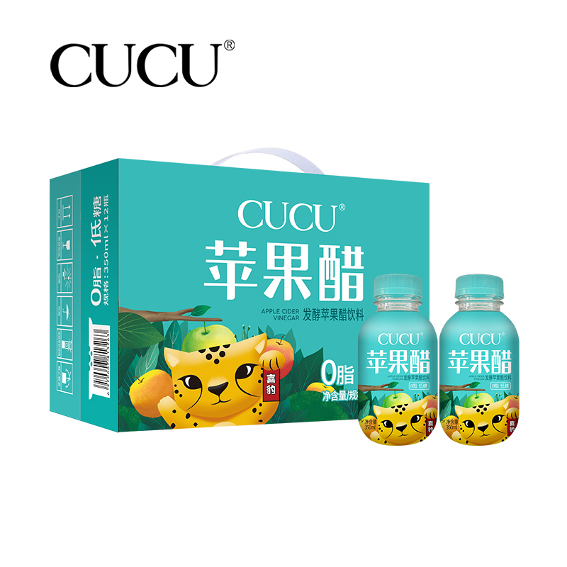 CUCU苹果醋 发酵苹果醋饮料0脂低糖 350ml*12瓶