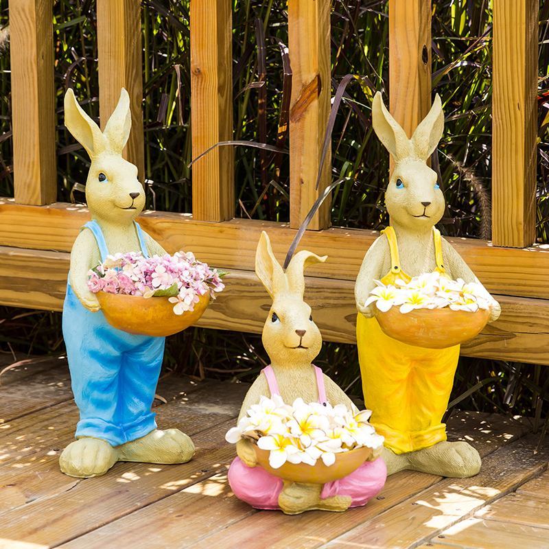户外仿真动物装饰摆件兔子花盆园林景观商场庭院花园雕塑艺术品