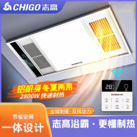 志高(CHIGO)风暖浴霸灯取暖器排气扇照明一体卫生间集成吊顶浴室暖风机_铝款丨琴键开关丨瓷玉白