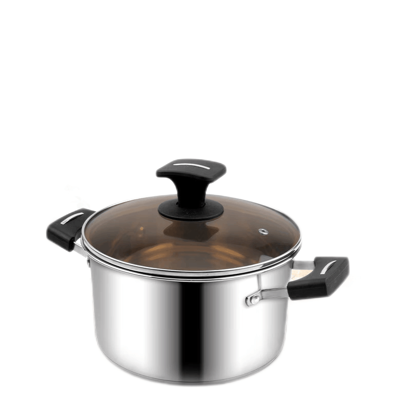 庆展(QZQ)PT22S-JF 直径22cm 食品级304不锈钢加厚复合锅底防烫防滑手柄镜面抛光手艺可视化锅盖汤锅图片