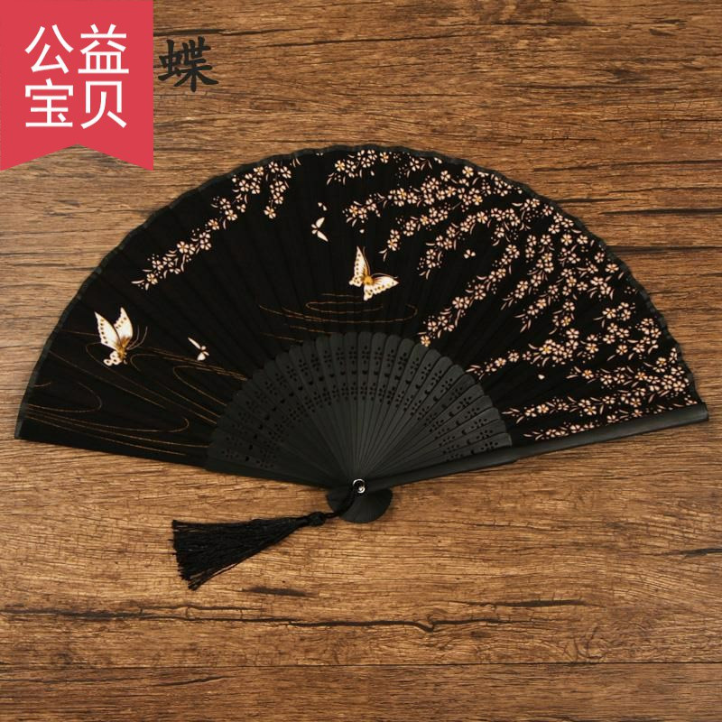 扇子汉风男生扇子霸气小巧随身古风折扇收缩扇子帅气折叠便携女生 三维工匠 灰色虚竹