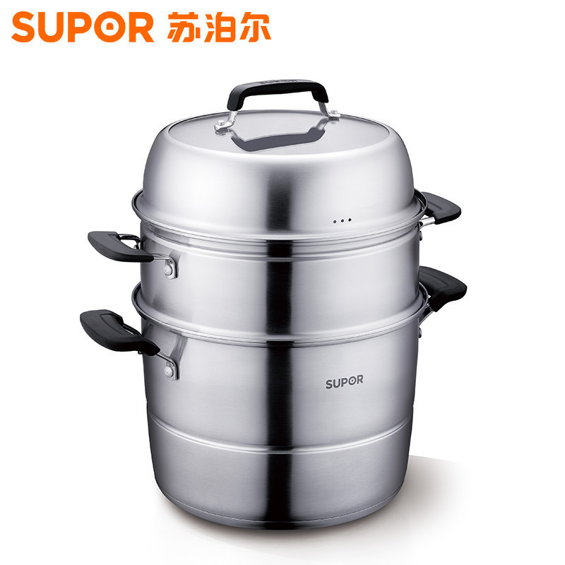 苏泊尔/SUPOR蒸锅SZ26E1 味鲜不串味三层不锈钢复底燃气灶 电磁炉适用