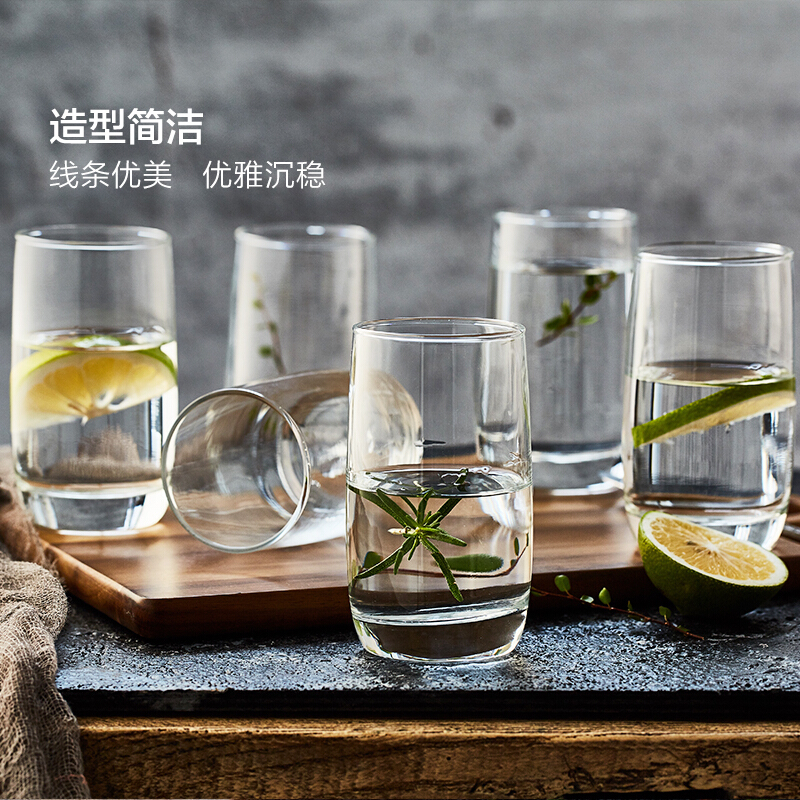 青苹果玻璃杯无铅家用泡茶水杯刷托盘沥水架凉水杯水具套装