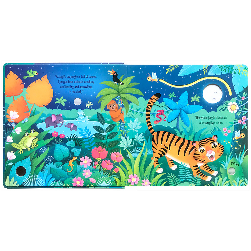 [正版]Usborne 尤斯伯恩图书Jungle Sounds 丛林里边谁在叫 低幼启蒙奇妙触摸音乐发声书 聆听丛林里的高清大图