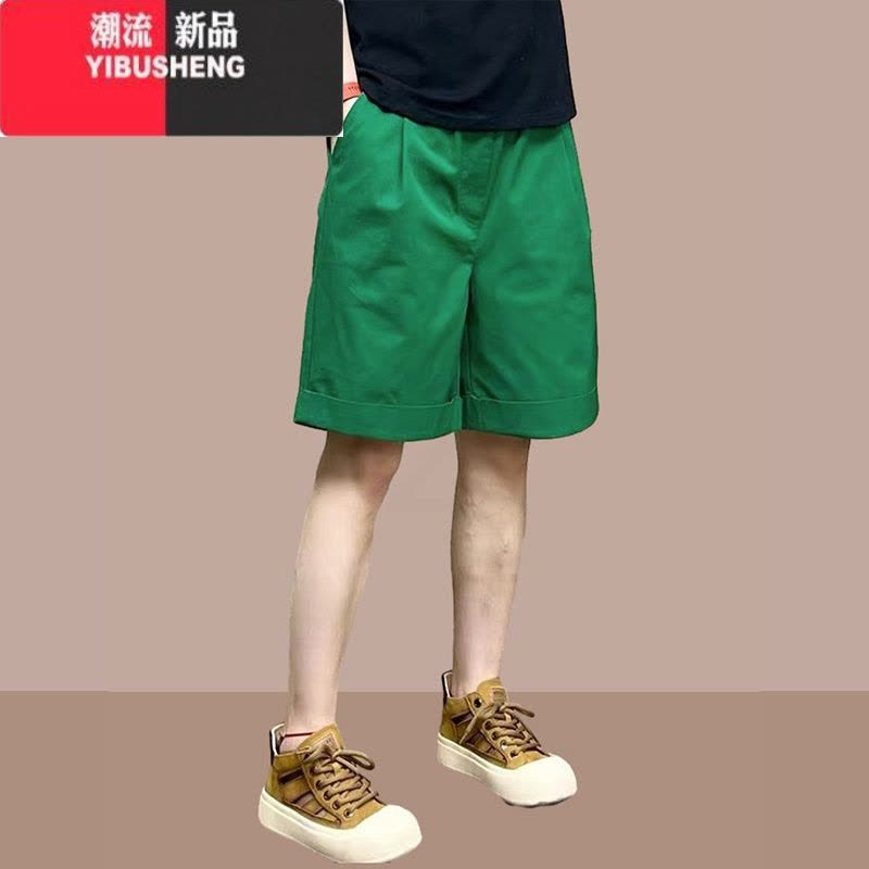 YIBUSHENG短裤女季2024新款小个子宽松休闲裤薄款高腰五分裤阔腿裤子图片